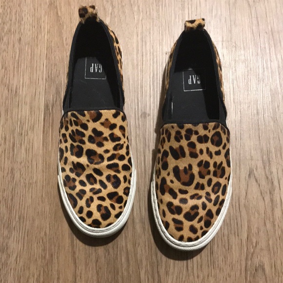 leopard calf hair slip on sneakers